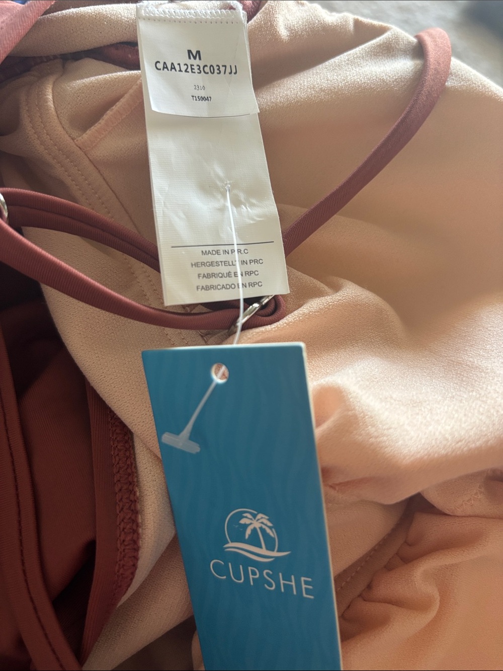 NWT Sleek One-Piece Swimsuit in Rust Brown with Adjustable Straps - Picture 6 of 6